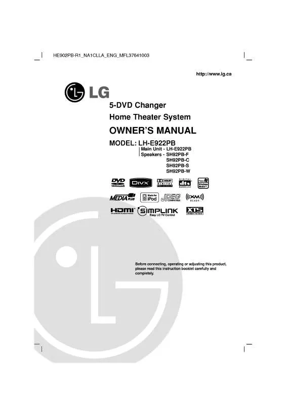 Mode d'emploi LG LH-E922PB