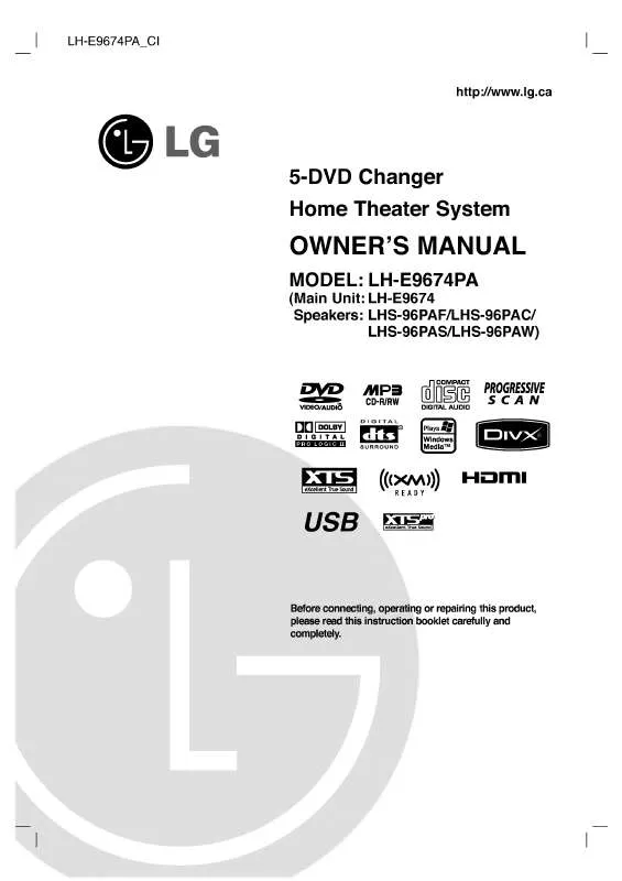 Mode d'emploi LG LH-E9674PA