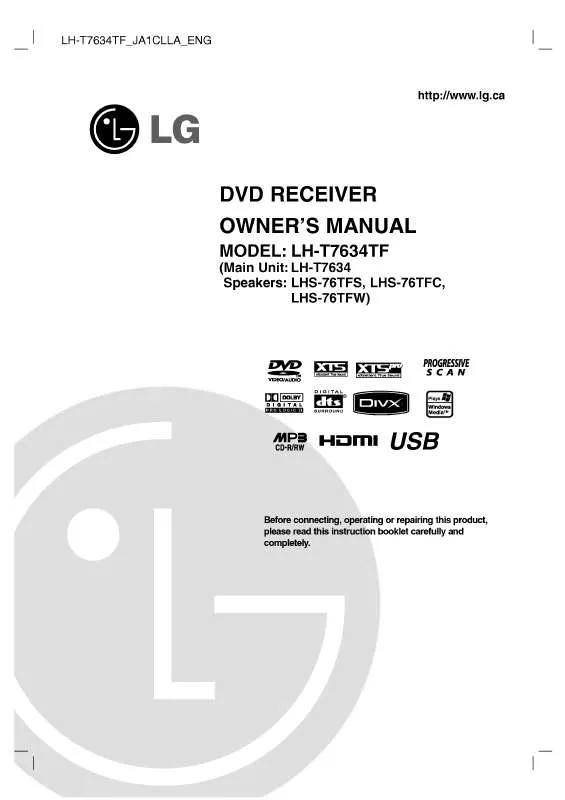 Mode d'emploi LG LH-T7634TF