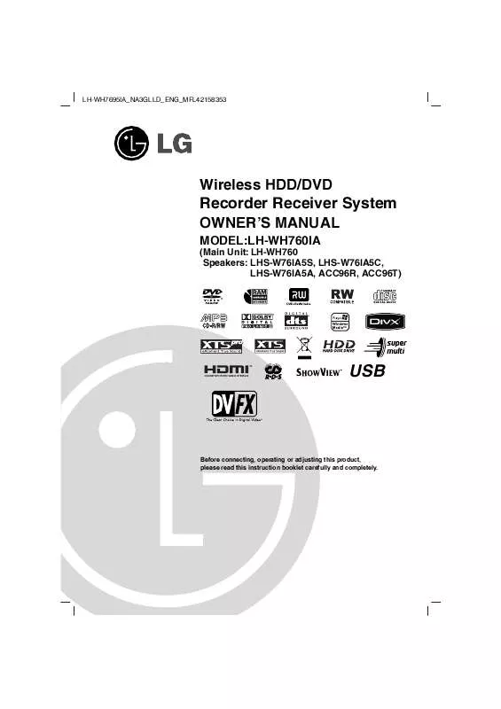 Mode d'emploi LG LH-WH761IA