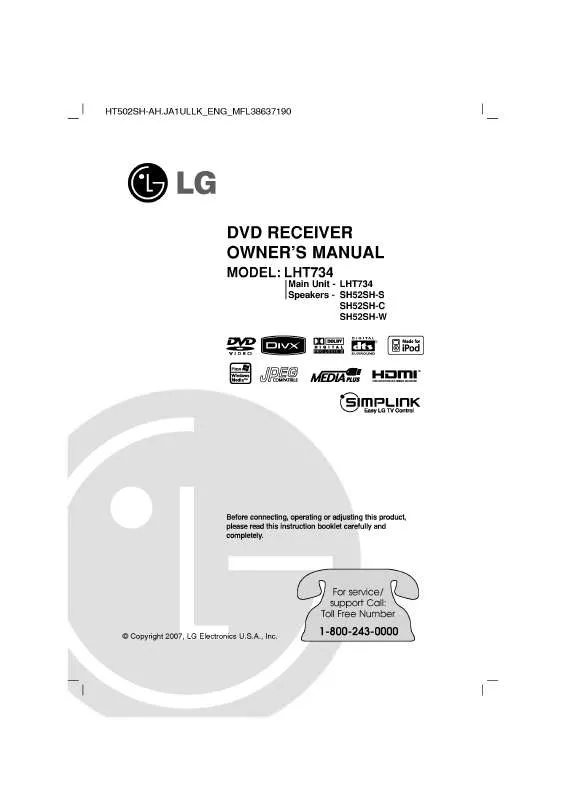 Mode d'emploi LG LHT734