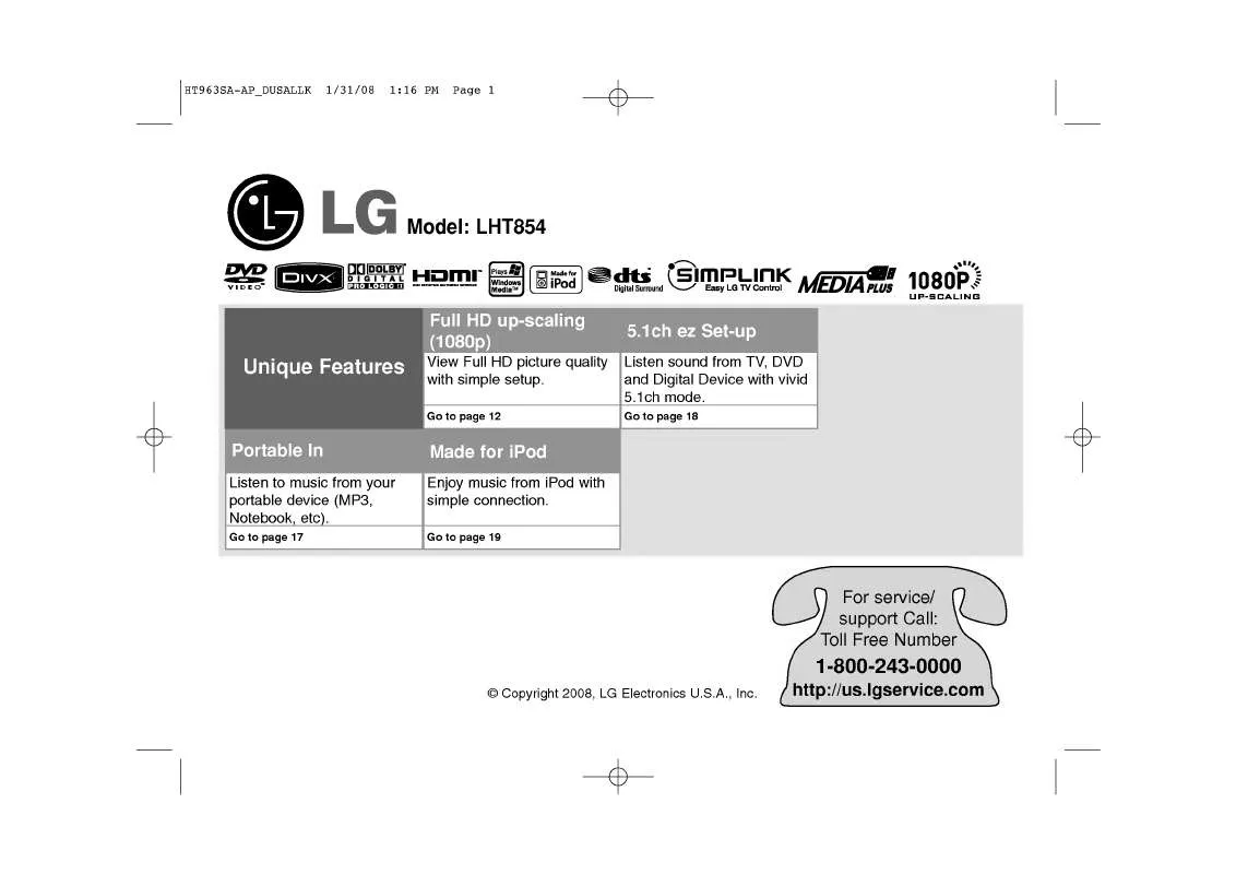 Mode d'emploi LG LHT854