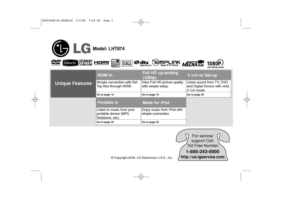 Mode d'emploi LG LHT874