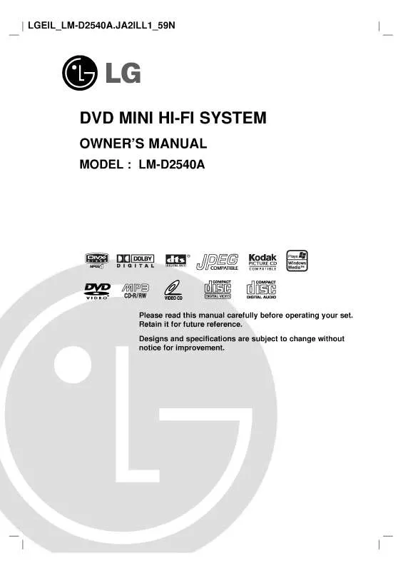 Mode d'emploi LG LM-D2540A