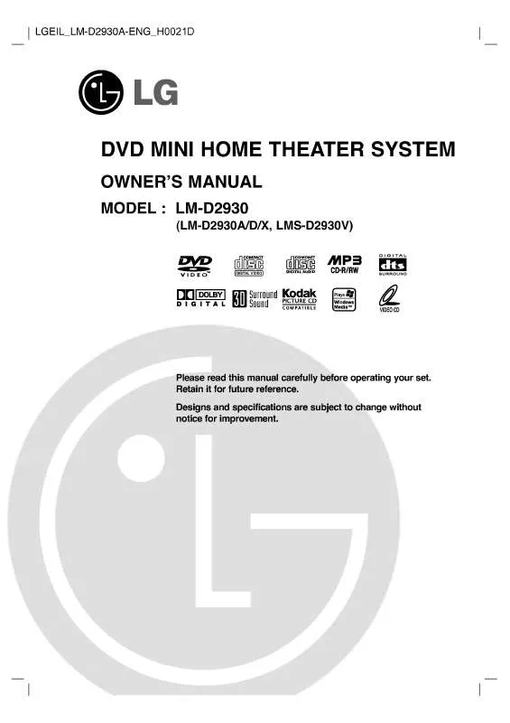 Mode d'emploi LG LM-D2930A