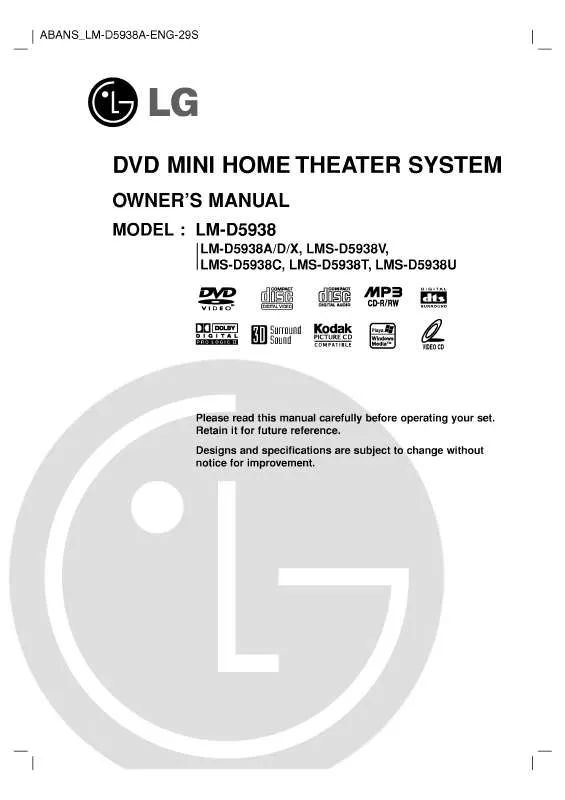 Mode d'emploi LG LM-D5938A