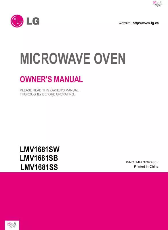 Mode d'emploi LG LMV1681SB