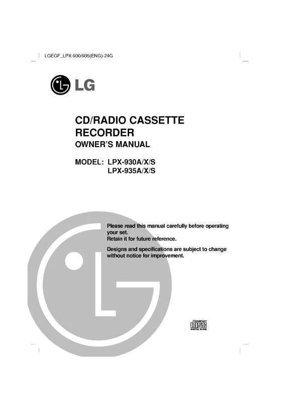 Mode d'emploi LG LPX-930A