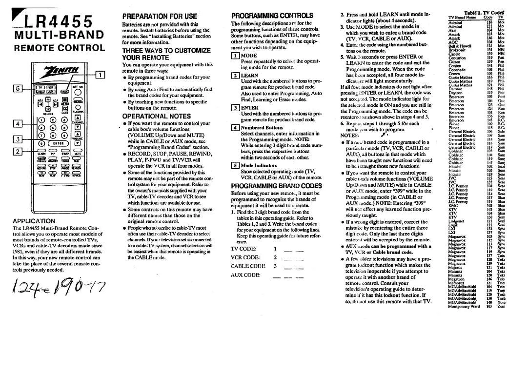 Mode d'emploi LG LR4455