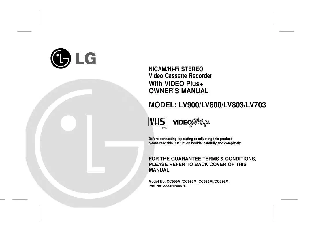 Mode d'emploi LG LV803