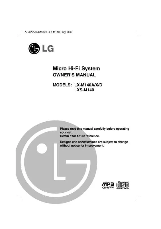 Mode d'emploi LG LX-M140A