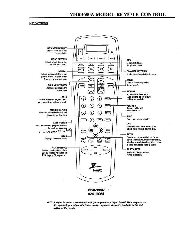 Mode d'emploi LG MBR3680Z