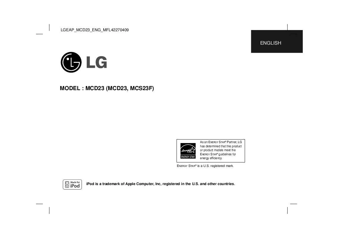 Mode d'emploi LG MC-D23