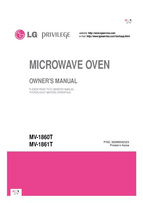 Mode d'emploi LG MV-1860T