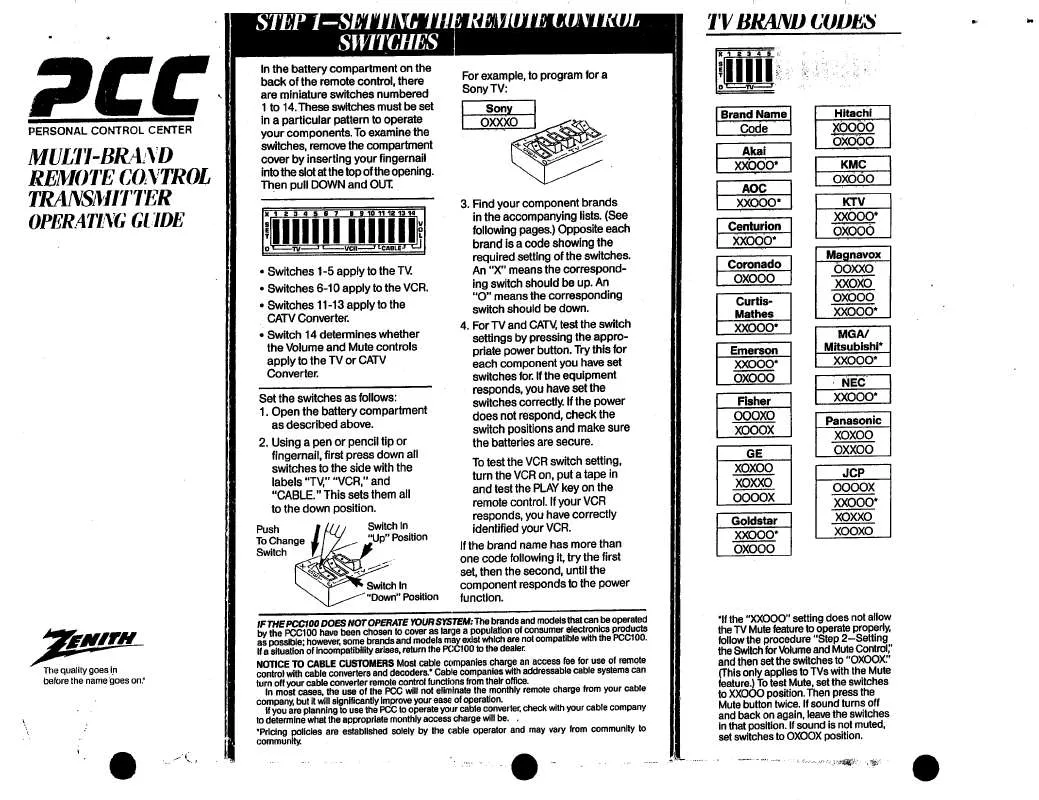 Mode d'emploi LG PCC REMOTE