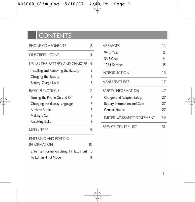 Mode d'emploi LG RD3000