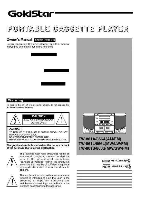 Mode d'emploi LG TW-861S