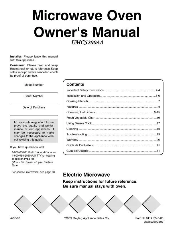 Mode d'emploi LG UMC5200AAW