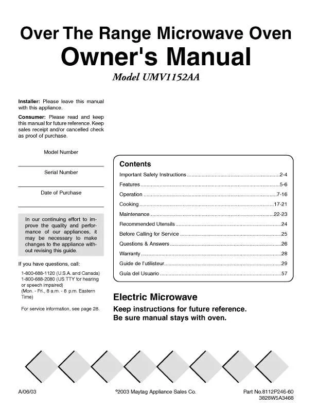 Mode d'emploi LG UMV1152AAB