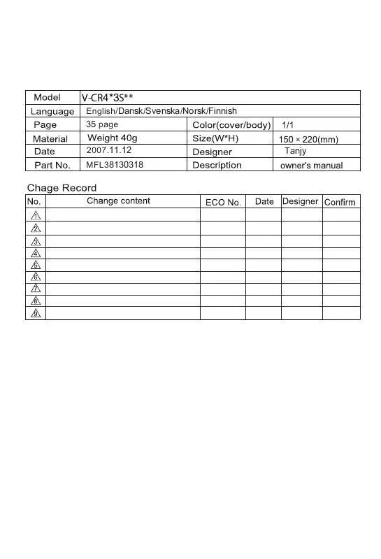 Mode d'emploi LG V-CR403 STQ