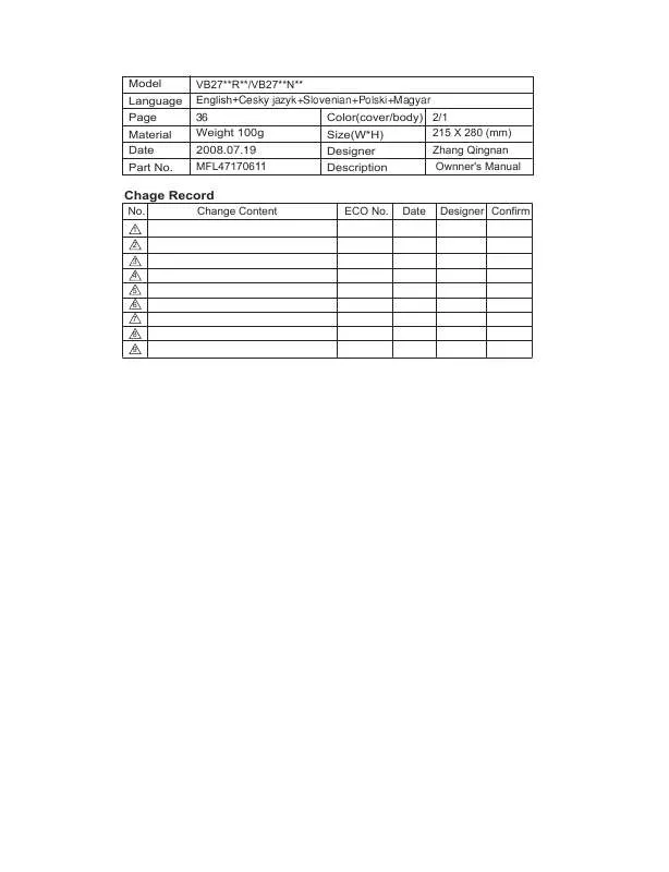 Mode d'emploi LG VB-2716 NRTQ