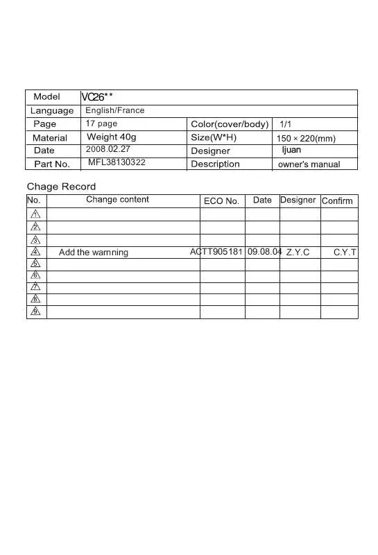 Mode d'emploi LG VC-2686CL