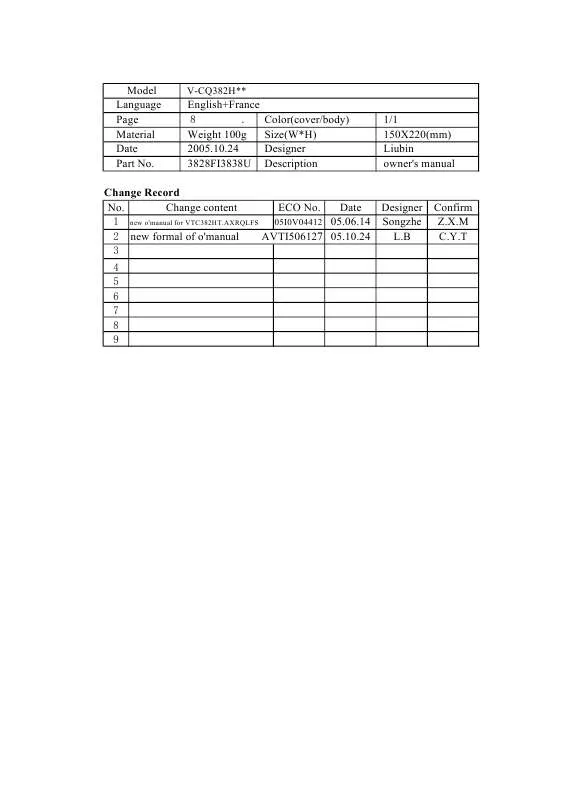 Mode d'emploi LG VC-2872R