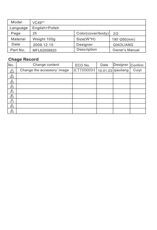 Mode d'emploi LG VC-4916 NNT