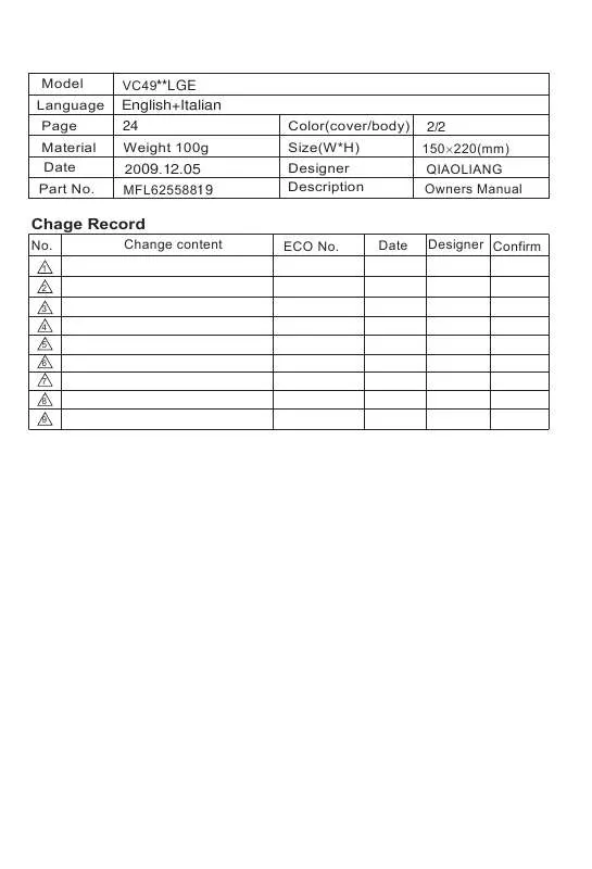 Mode d'emploi LG VC-4916 NRTQ