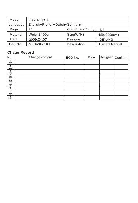 Mode d'emploi LG VC6818NRTQ