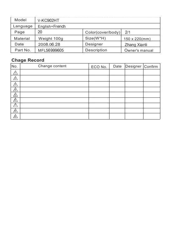 Mode d'emploi LG VC-9071CL