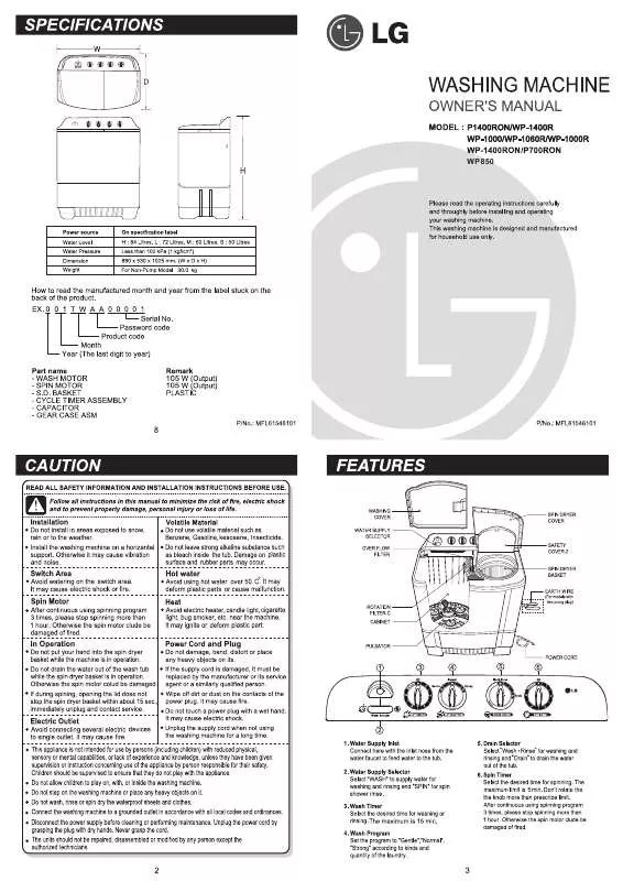 Mode d'emploi LG WP-1000R