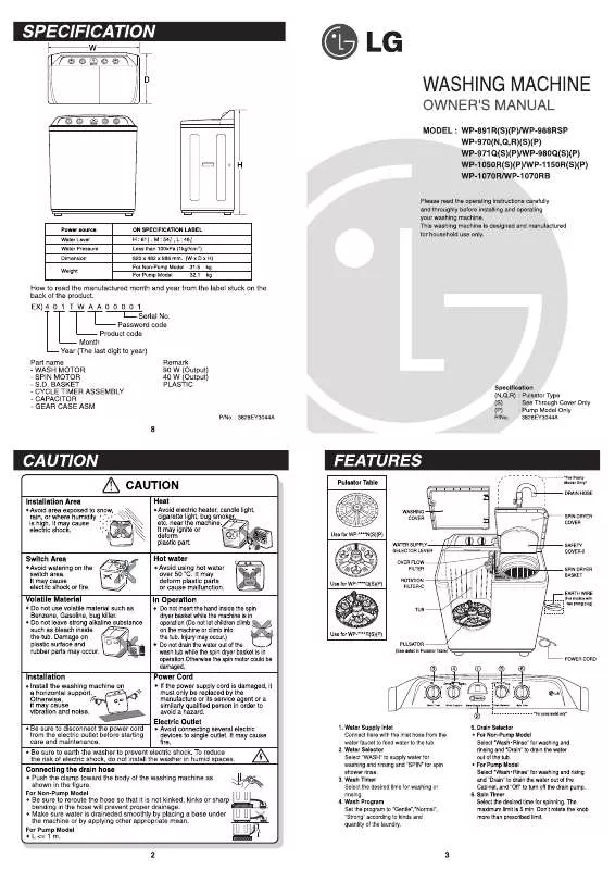 Mode d'emploi LG WP-1050R