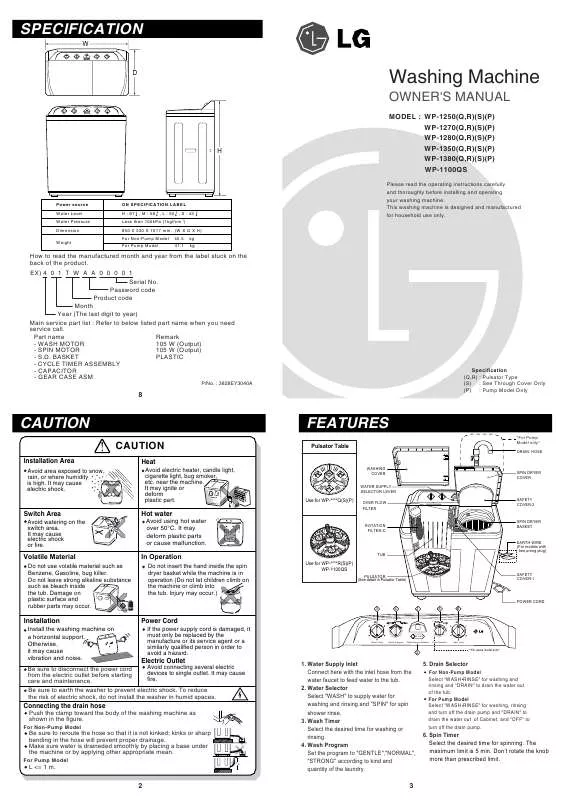 Mode d'emploi LG WP-1350R