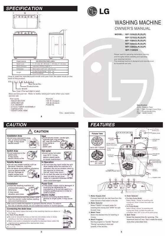 Mode d'emploi LG WP-1350RP