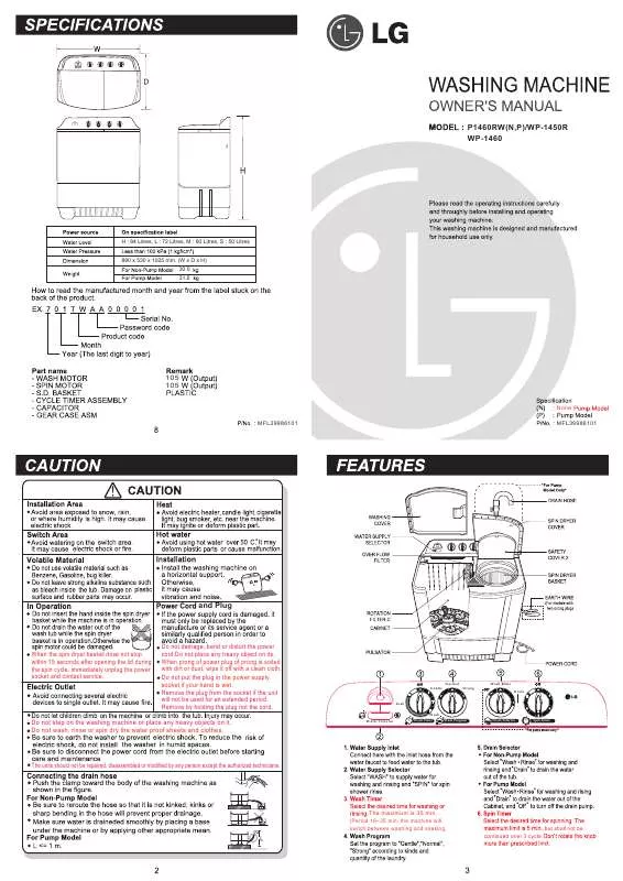 Mode d'emploi LG WP-1460