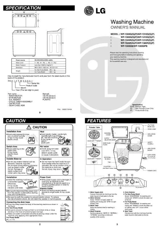 Mode d'emploi LG WP-1510RSP