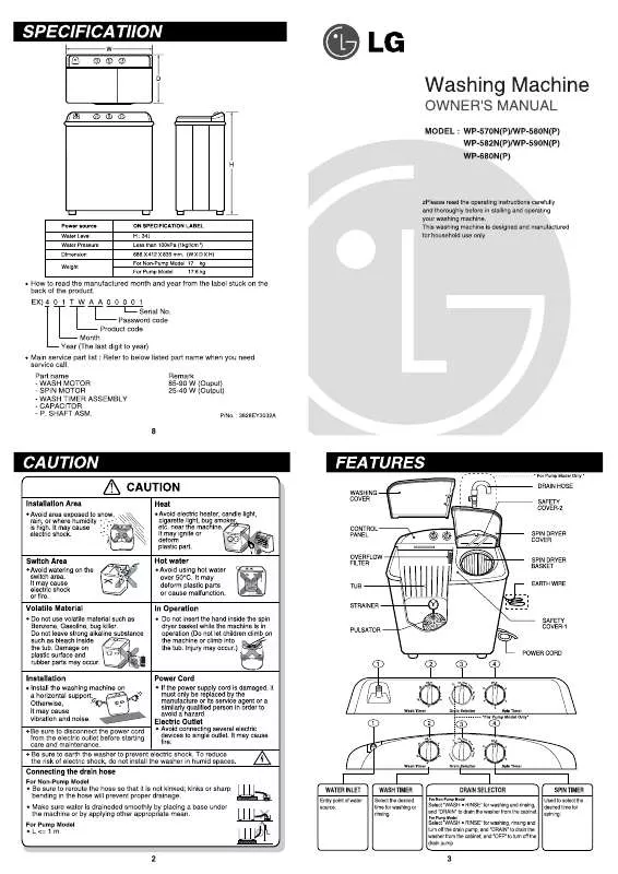 Mode d'emploi LG WP-580N