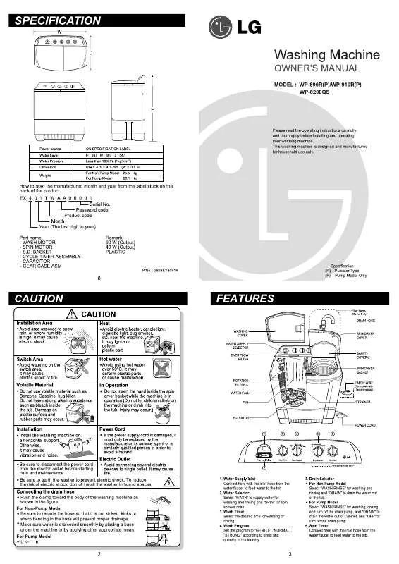 Mode d'emploi LG WP-890R