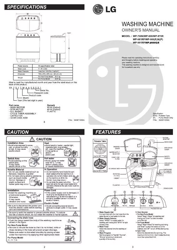 Mode d'emploi LG WP-9000QS