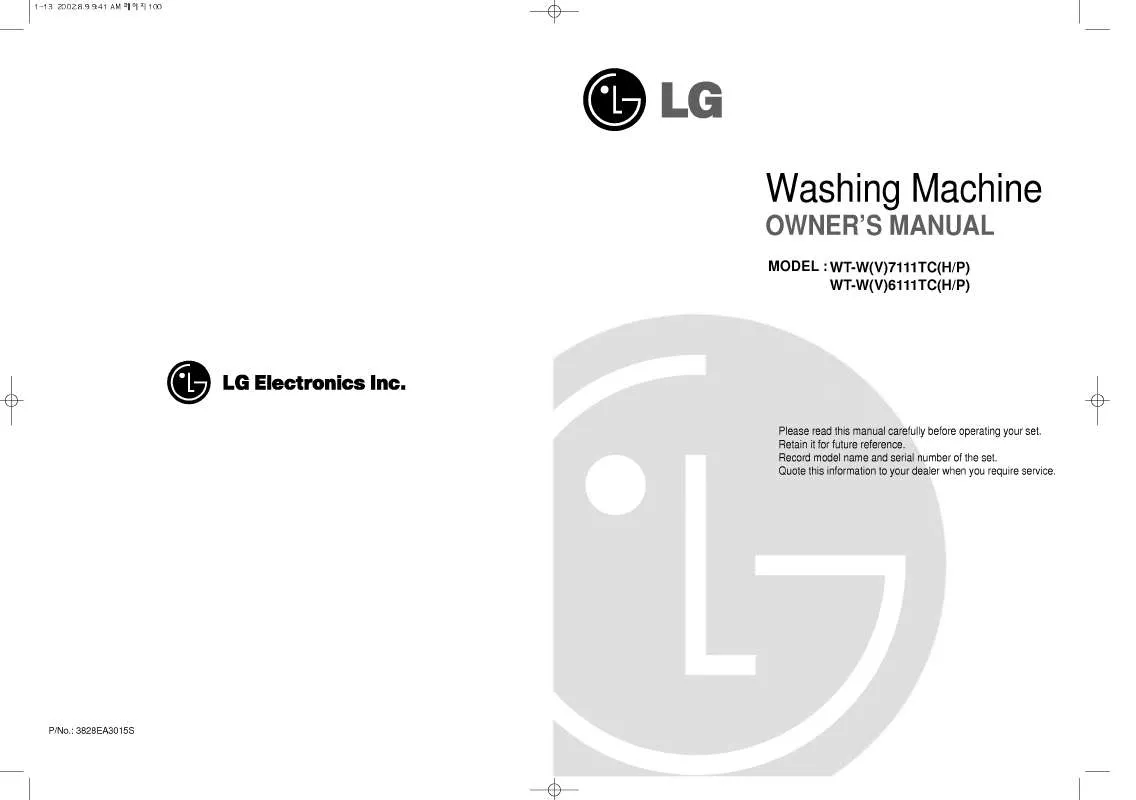 Mode d'emploi LG WT-W7111TH