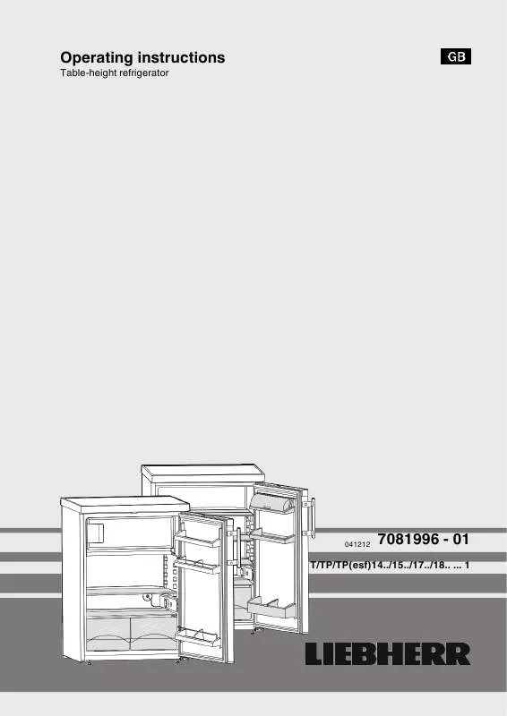 Mode d'emploi LIEBHERR KTS 102 COMFORT