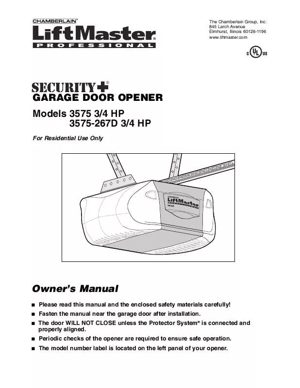 Mode d'emploi LIFT-MASTER 3575