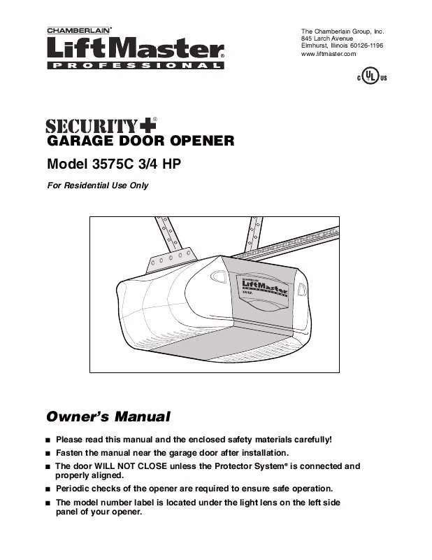 Mode d'emploi LIFT-MASTER 3575C