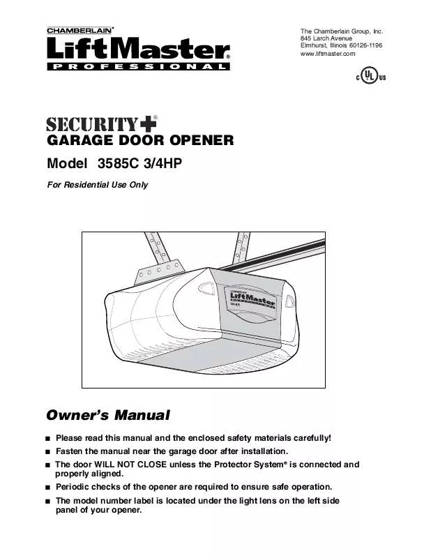 Mode d'emploi LIFT-MASTER 3585C