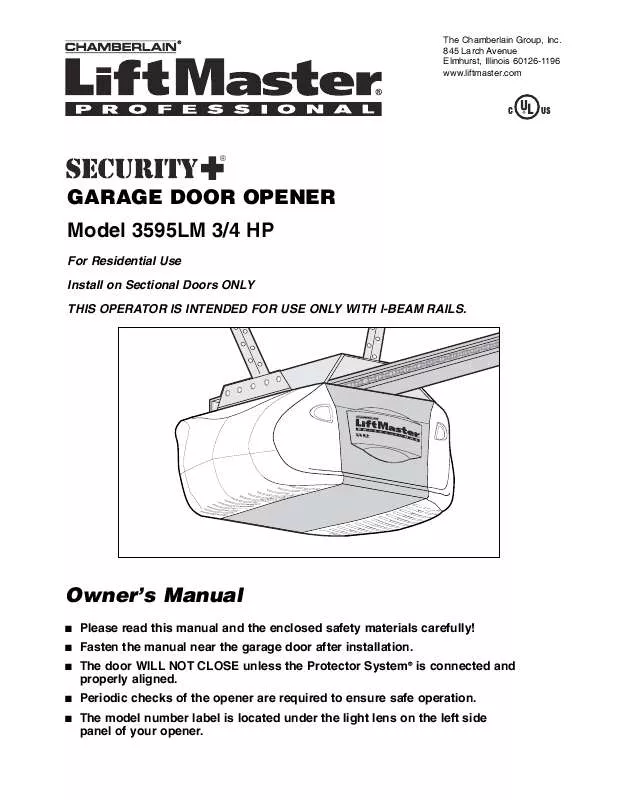 Mode d'emploi LIFT-MASTER 3595