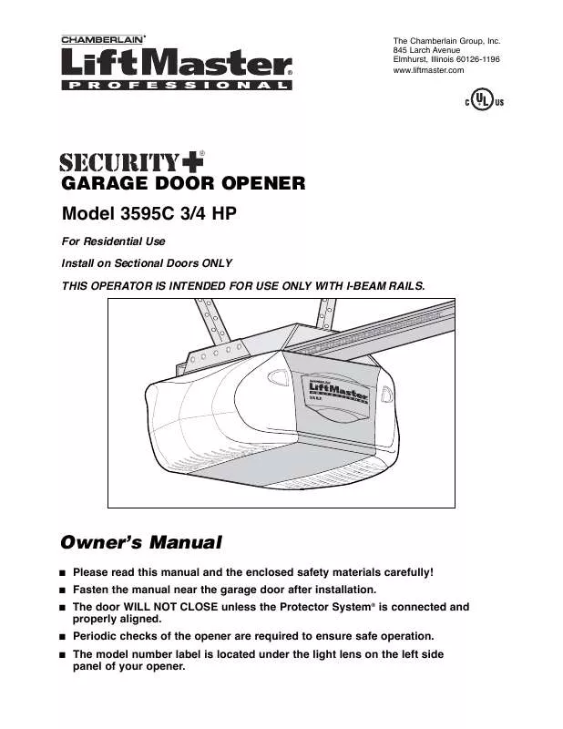 Mode d'emploi LIFT-MASTER 3595C