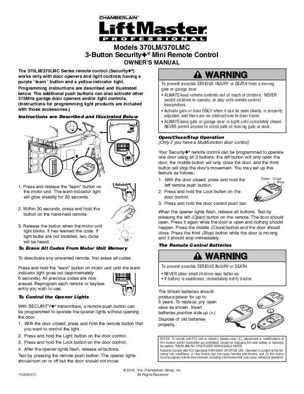 Mode d'emploi LIFT-MASTER 370LM