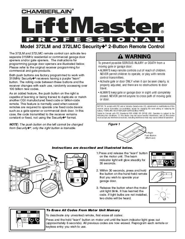 Mode d'emploi LIFT-MASTER 372LM