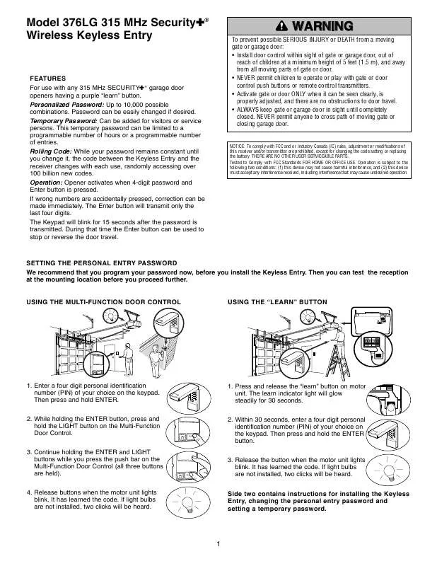 Mode d'emploi LIFT-MASTER 376LG